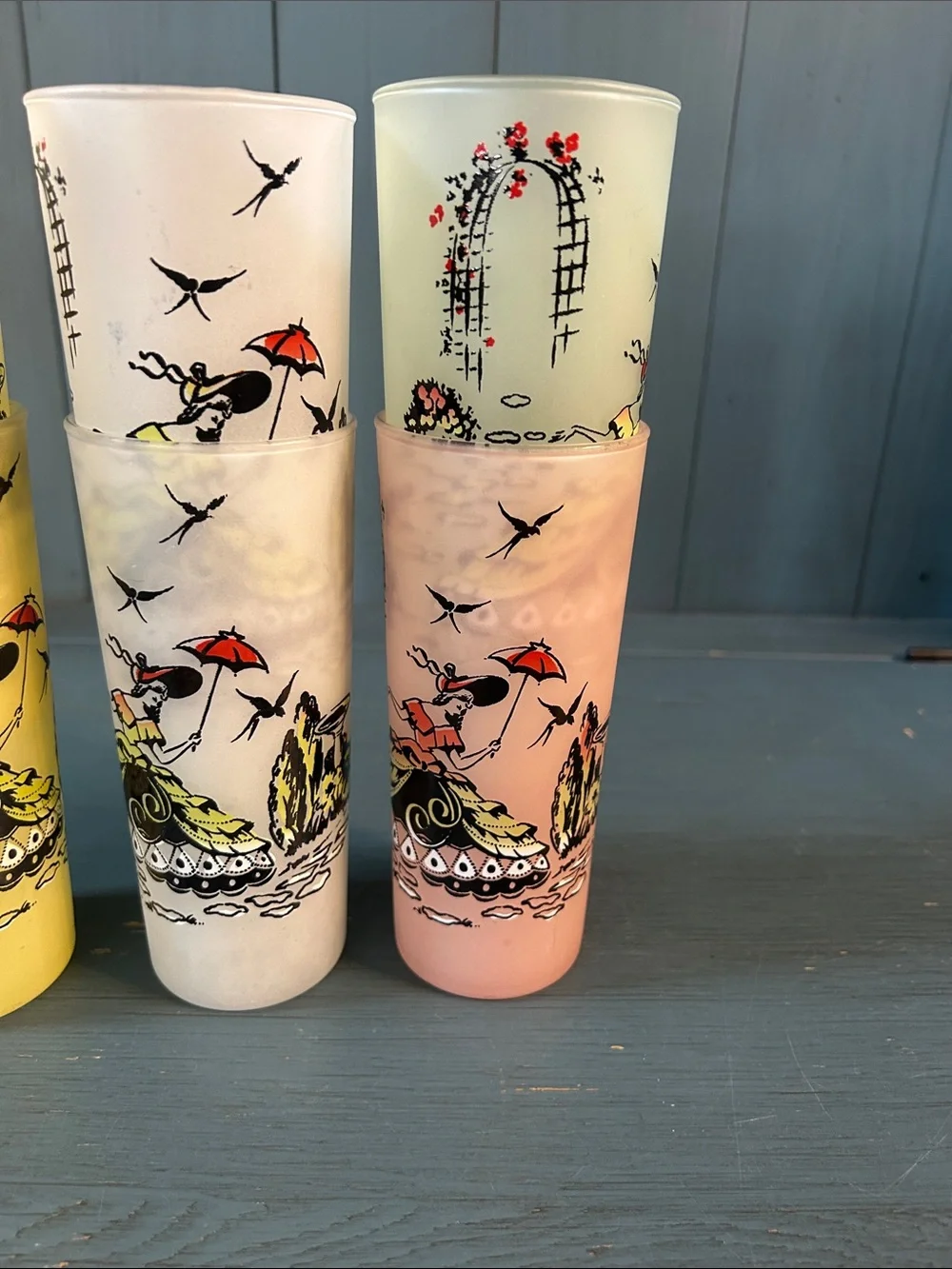 Libbey Pastel Countrygirl Glass Tumbler Set - Pink, Yellow, Cream, Light Green